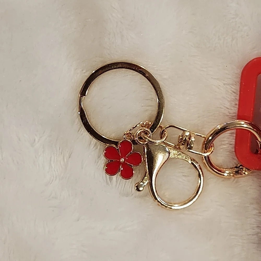 Red Rhinestone Tumbler Keychain Bag Charm